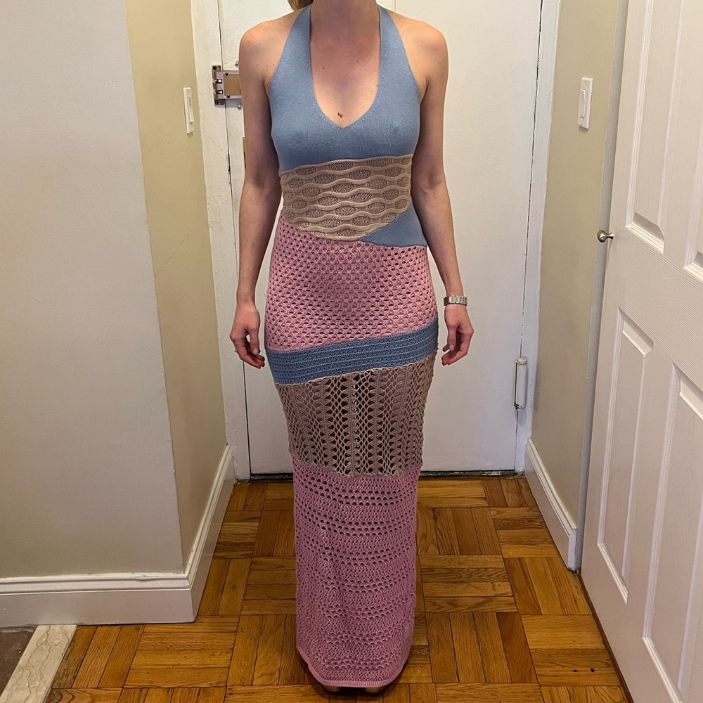 RTA Patchwork Knit Midi Dress in Desert Rose Multi